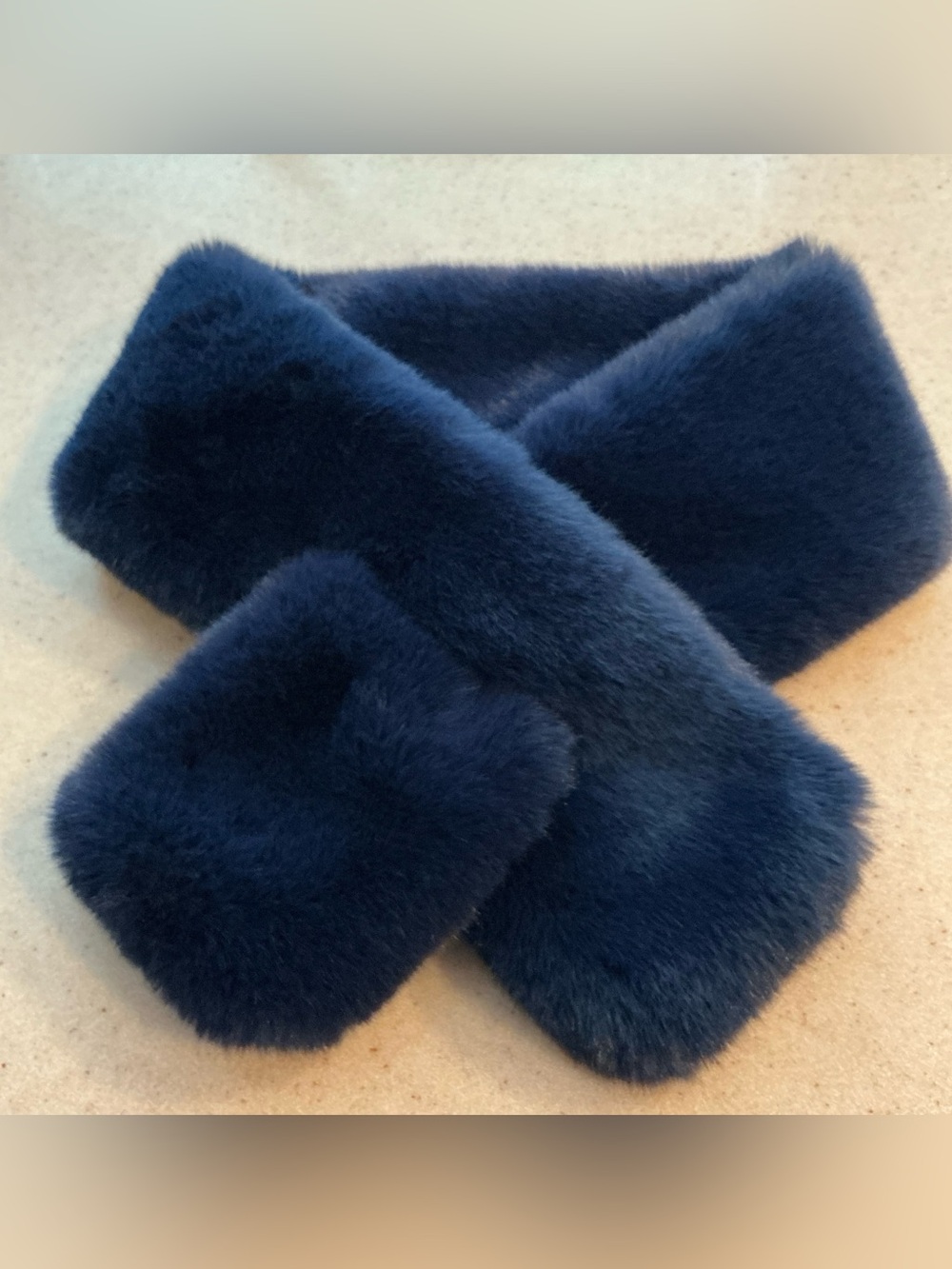 Navy Faux Fur Scarf Wrap